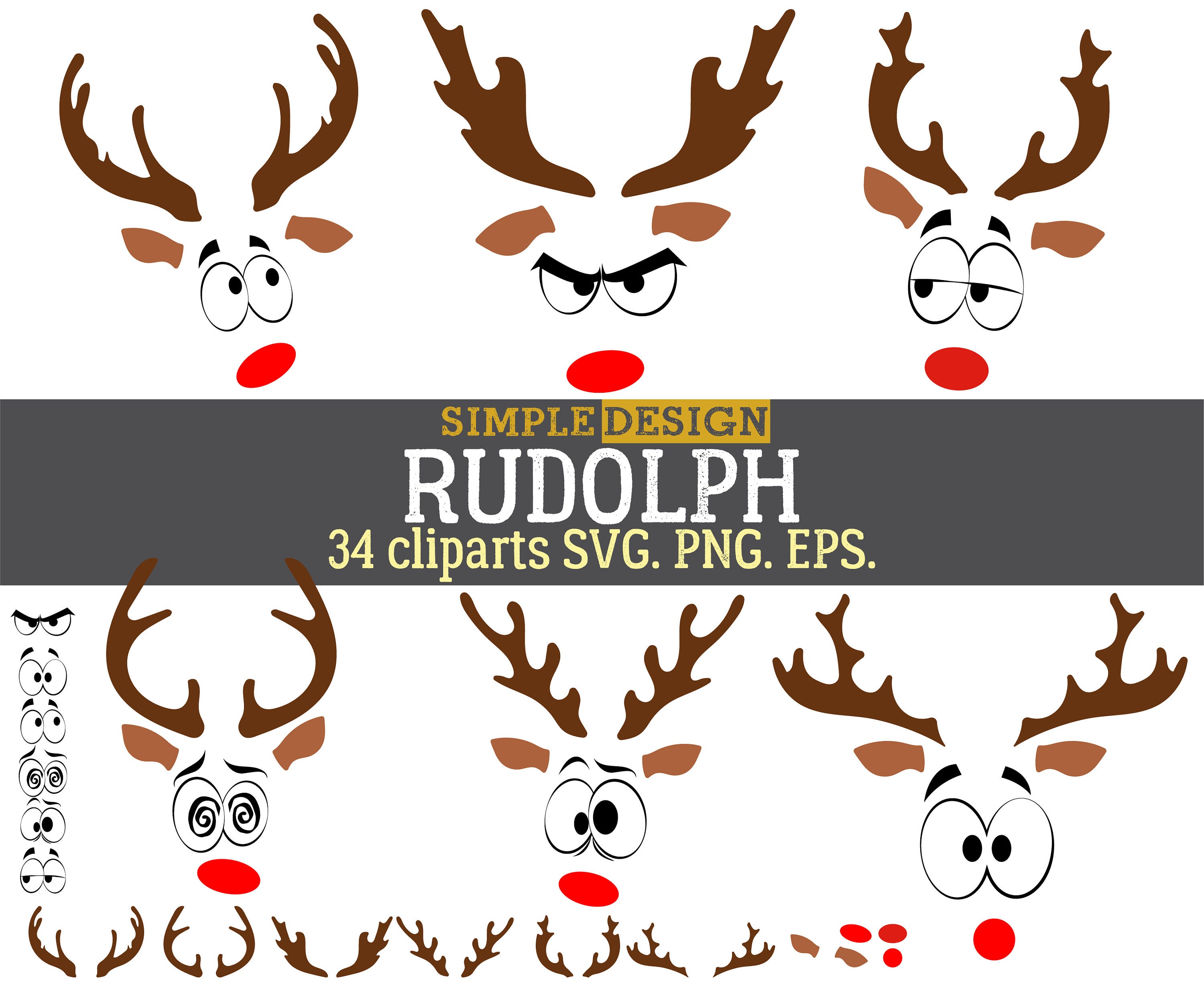 Download Rudolph Christmas Reindeer SVG Reindeer Face SVG Christmas ...