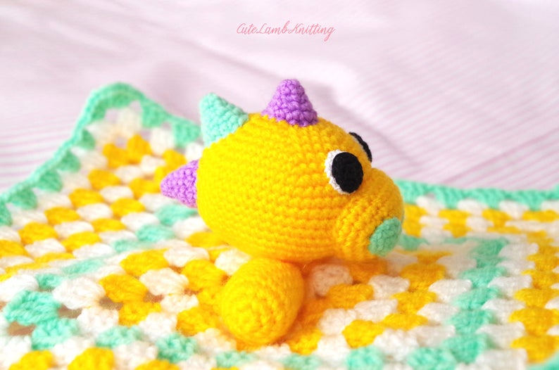 Crochet Dinosaur crochet security blanket crochet lovey Etsy