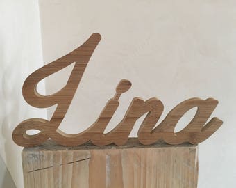 Lina - Name aus Holz / Holzschriftzug / Schriftzug aus Holz / individuell gestalten