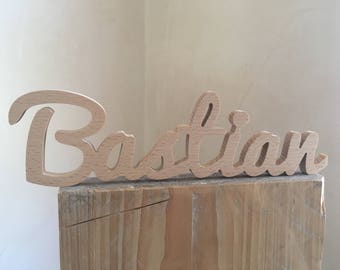 Bastian - Name aus Holz / Holzschriftzug / Schriftzug aus Holz / individuell gestalten