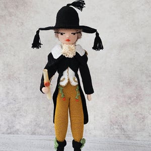 Art doll, Crocheted Rag doll, Cloth doll, Amigurumi doll Historical Doll, gift idea for girl and mom, ooak doll, retro style doll