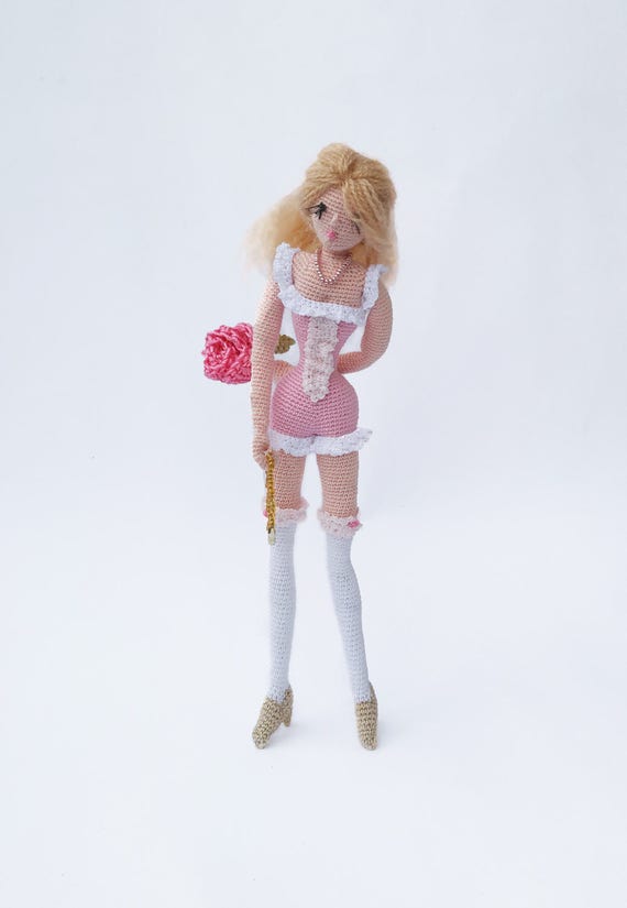 Amigurumi doll, Cloth doll, Rag doll, Young lady in neglige, gift idea for girl and mom, ooak doll