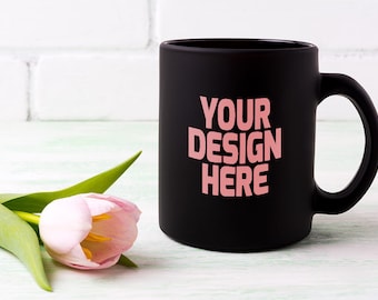 Download Free Black Coffee Mug Mockup With Tender Pink Tulip Flower Empty Mug Mock Up Black Mug Mockup Mug Template Mug Product Mockup Cup Mockup Free Downloads 3 333 Logo Mockups PSD Mockup Template