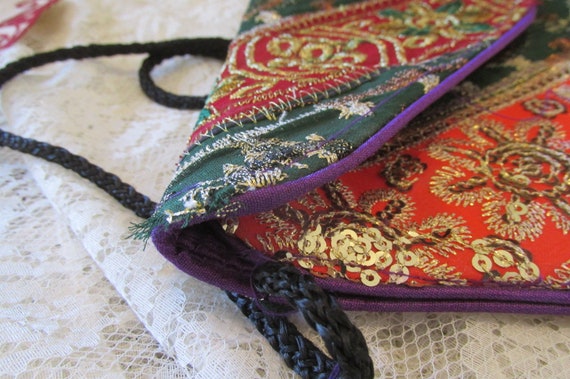 Vintage hippie shoulder bag Indian style embroide… - image 6