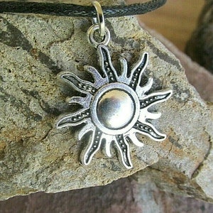Sun pendant cord choker necklace hippie boho sun celestial jewellery necklace.
