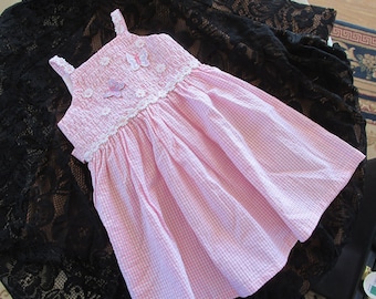 Baby girls dress pink gingham dress baby girls summer dress baby clothes baby girls clothes vintage girls dress.