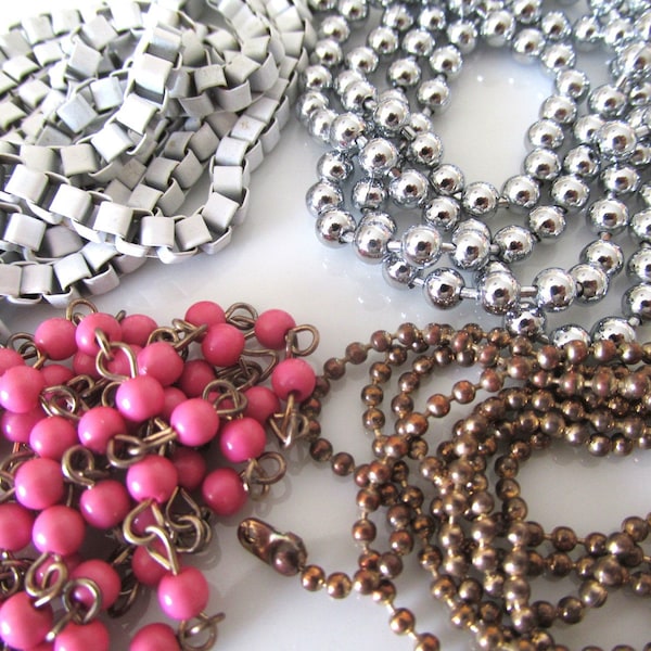 Vintage chain assorted mixed lot chain craft supply rosary chain box chain ball chain vintage 80s diy necklace bracelet repurpose destash.