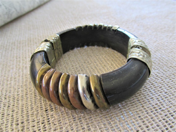 Brass bangle Indian bangle horn and brass Hippie … - image 1