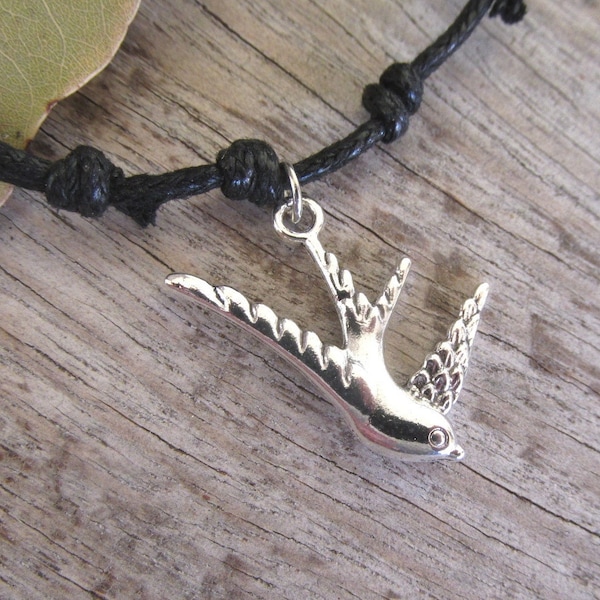 Bird swallow ankle bracelet anklet cord ankle bracelet boho hippie anklet animal bird lover jewelry gifts.