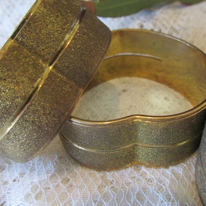 Vintage solid brass napkin rings set of 3 heart shaped napkin rings brass gifts brass anniversary gifts brass tableware. image 5