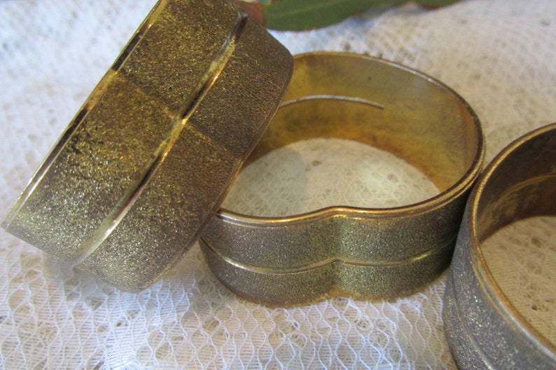 Vintage solid brass napkin rings set of 3 heart shaped napkin rings brass gifts brass anniversary gifts brass tableware. image 5