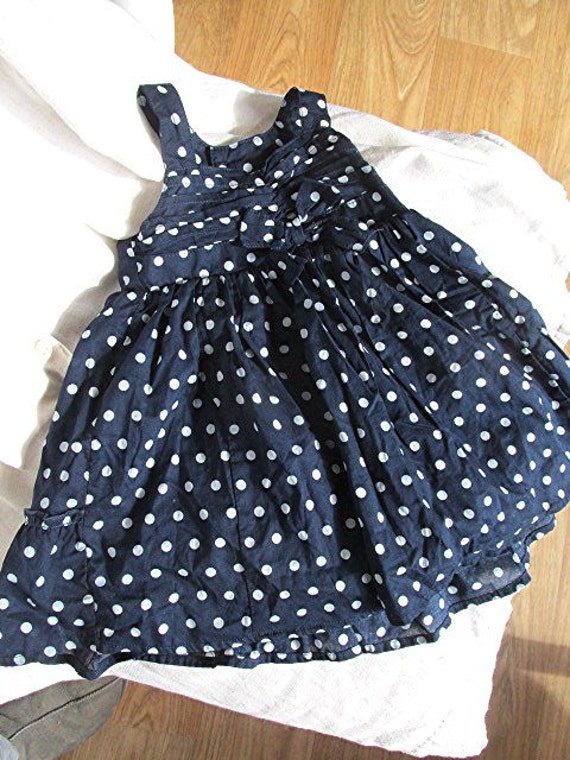 Baby Girls Dress Dark Blue Navy Blue White Polka Dot Summer | Etsy