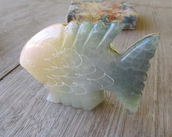 Alabaster fish figurine sculpture in original box hand carved vintage 80s home decor fish gifts. Alabaster fish figurine sculpture in original box hand carved vintage 80s home decor fish gifts.