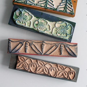 Tampon ancien français frise Végétaux pour scrapbooking, arts textiles, broderie, 3469