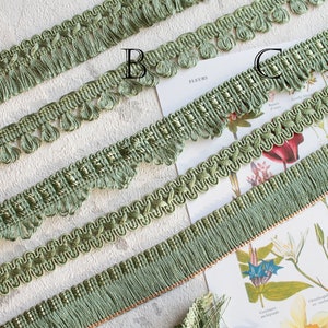 Galon vert de passementerie française pour bordure abat jour, rideau,  2383