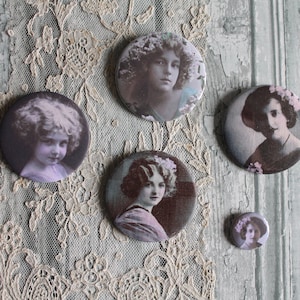 Badge de portrait ancien, pour art journaling, badge en tissu, creations textiles, 3114