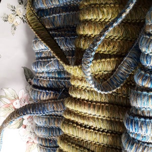 Trenza de tapicería con alambre azul, longitud 1 metro = 1,09y, trenza verde chartreuse, 100% dralon, fabricado en Francia, 3046
