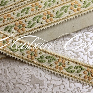 DESTOCKAGE Galon jacquard à fleurs largeur 2.5 cm 1" sur 1 mètre - 1.09y, 100% acrylique Dralon, fabriqué en France, 3885