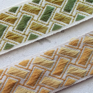Ribete de tapicería en jacquard verde chartreuse, ribete geométrico de 5,5 cm (2,16") por 1 metro (1,09 yardas), 100 % acrílico Dralon, 2859 CD