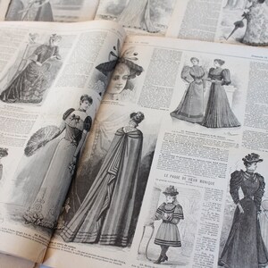 Antigua revista de moda francesa 1892, 4 hojas, El pequeño eco de la moda, 4254