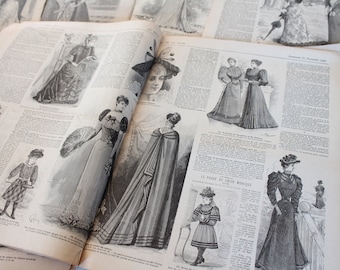 Old French fashion magazine 1892, 4 sheets, Le petit echo de la mode, 4254