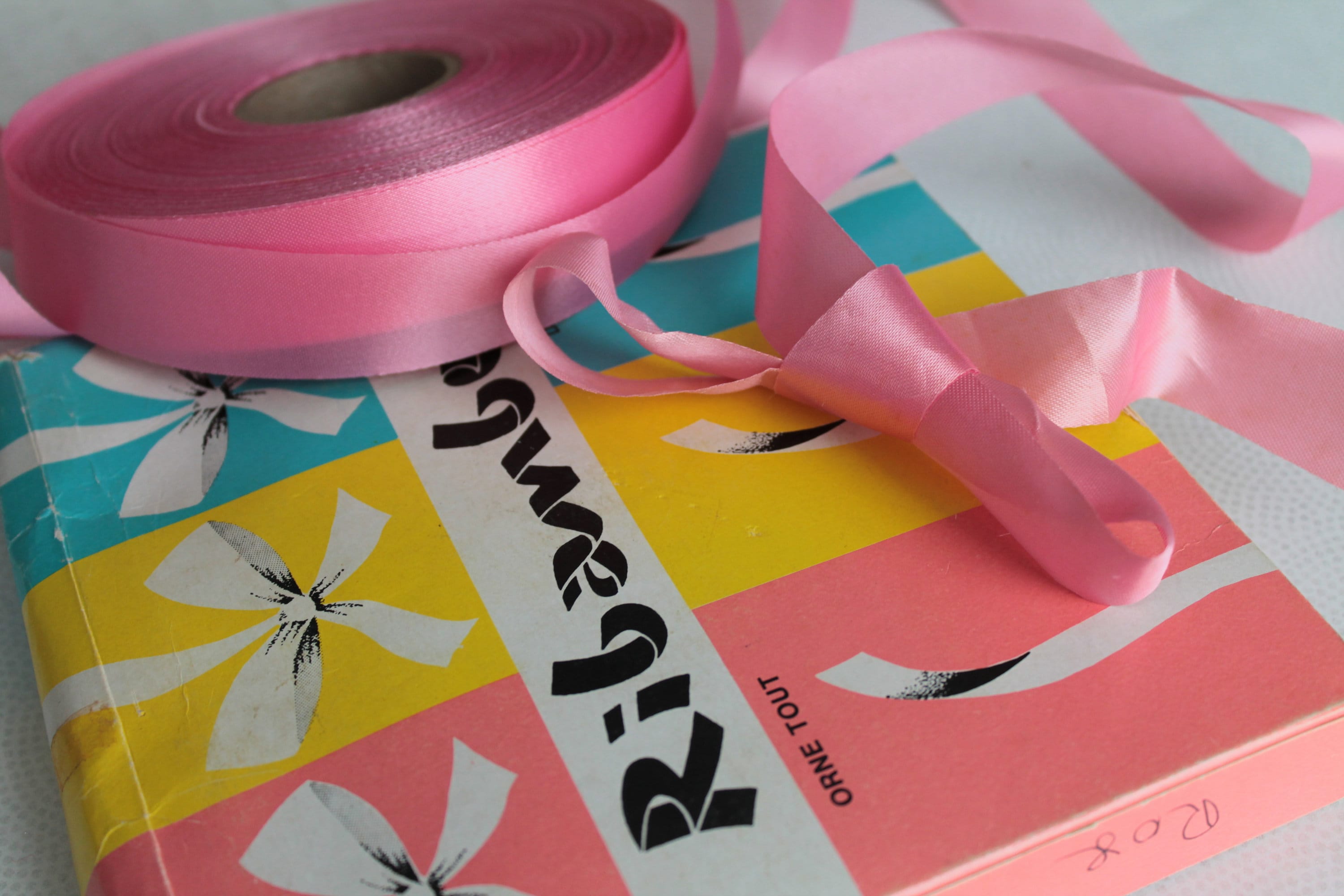 Vintage pink ribbon 80 meters 2.5 cm pink ribbon 1 inch Etsy