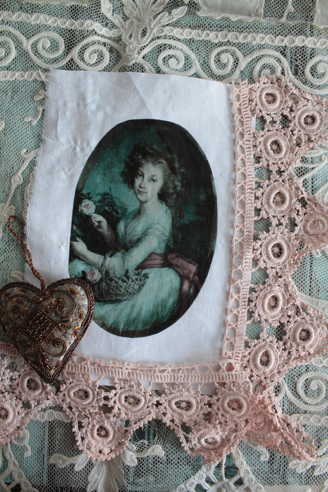 Romantic Image Transfer on Fabric Sewing Patch Antique Etsy
