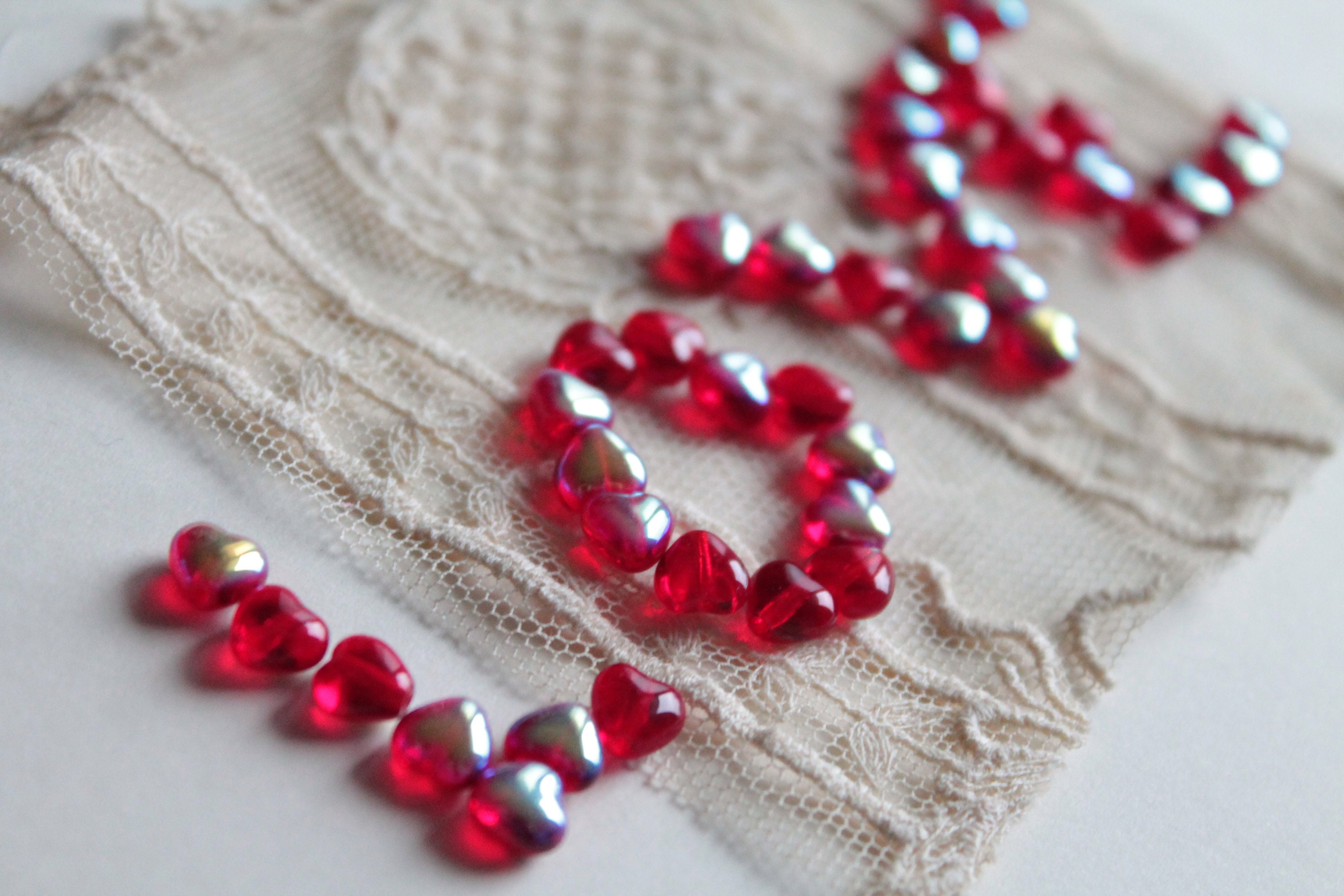 Heart Shape Red Translucent Fake Beads Acrylic Bead Valentine's Day 10