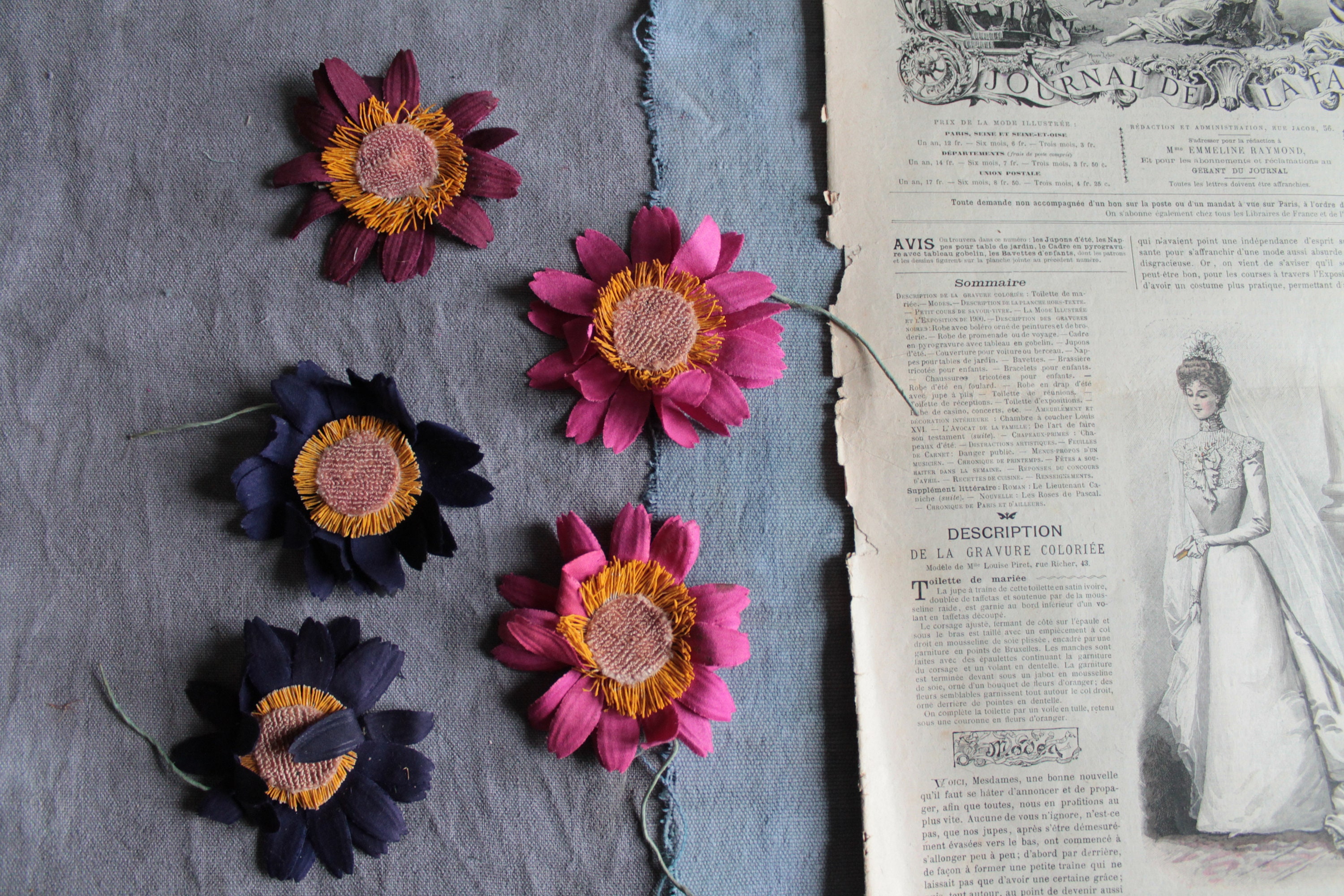 Pour être à La Mode 4 Lettres Artificial Antique Millinery Cloth Flower 3308 - Etsy