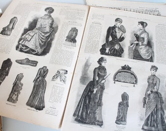 6 x La Mode Illustrée 1882, old fashion magazines from France, 4316