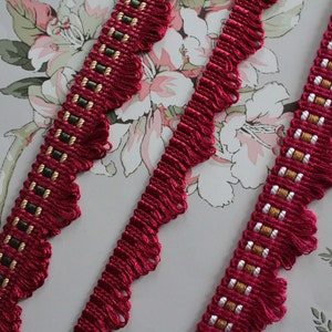 Acabamento franjado vermelho vintage para abajures, projetos de estofamento, 2488