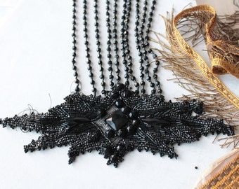 Antique glass bead embroidered ornament, 191688