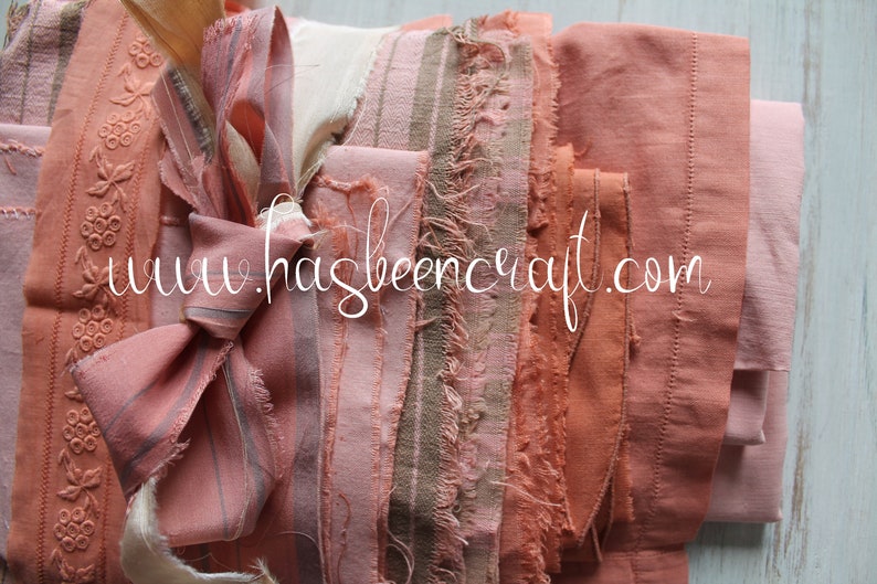 Antique French fabrics dyed in terracotta te coral unisex Latest item pink linen