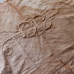 DC Monogram on French cotton dyed with plant dye, 4975