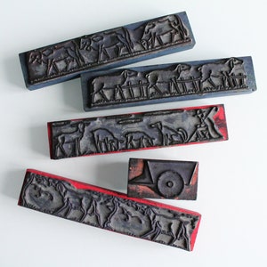 Tampon ancien français frise animaux de la ferme pour scrapbooking, arts textiles, broderie, 3468