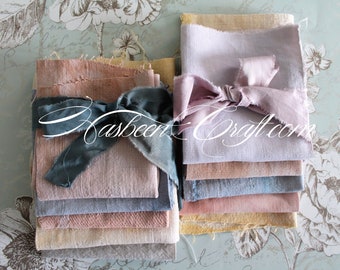 Antique French linen and hemp, hand-dyed in natural botanical dyes, 20 x 20 cm and 25 x 25 cm, ref2531
