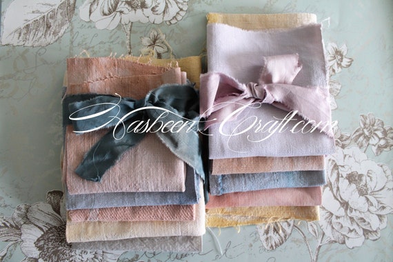 Antique French Linen and Hemp Hand-dyed in Natural Vegetable Dyes 