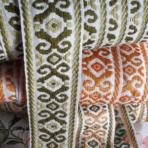 Trenza medieval de jacquard, tricolor con motivos geométricos, 6 cm de ancho por 1 metro 1,09y, 100% acrílico Dralon, fabricado en Francia, 2854EF