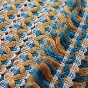 Galon franges bleu et jaune pour bordure d'abat jour, décoration de rideau, passementerie française,2436