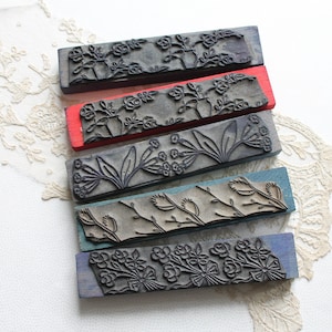 Tampon ancien français frise FLEUR pour scrapbooking, arts textiles, broderie, 3402