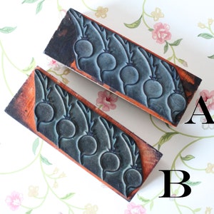 Tampon bois ancien français frise RADIS pour scrapbooking, arts textiles, broderie,4211