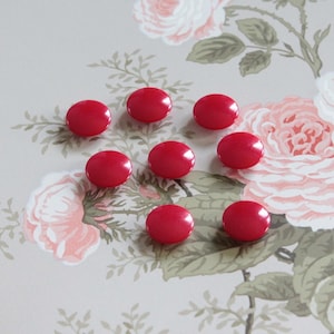Red polyester buttons x 8, 1.4 cm in diameter, for dress or shirt, 0.55 ", 367