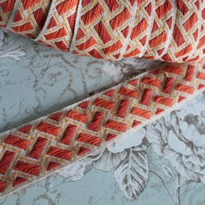 Galon ameublement jacquard, embrasse à rideau géométrique de largeur 5.5 cm - 2.16" sur 1 mètre 1.09y, 100% acrylique Dralon,2859