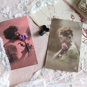 Carte postale ancienne portrait féminin, photographie ancienne portrait de femme, 3260