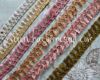Pompom fringed 35mm braid several colors to choose from for upholstery or textile creations, 2852