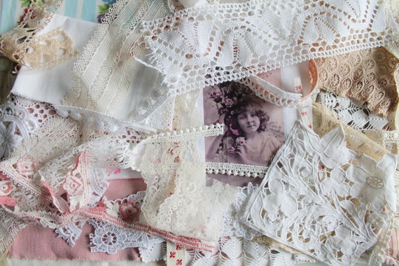 Bundle of fabrics, antique french linens, vintage french fabrics  