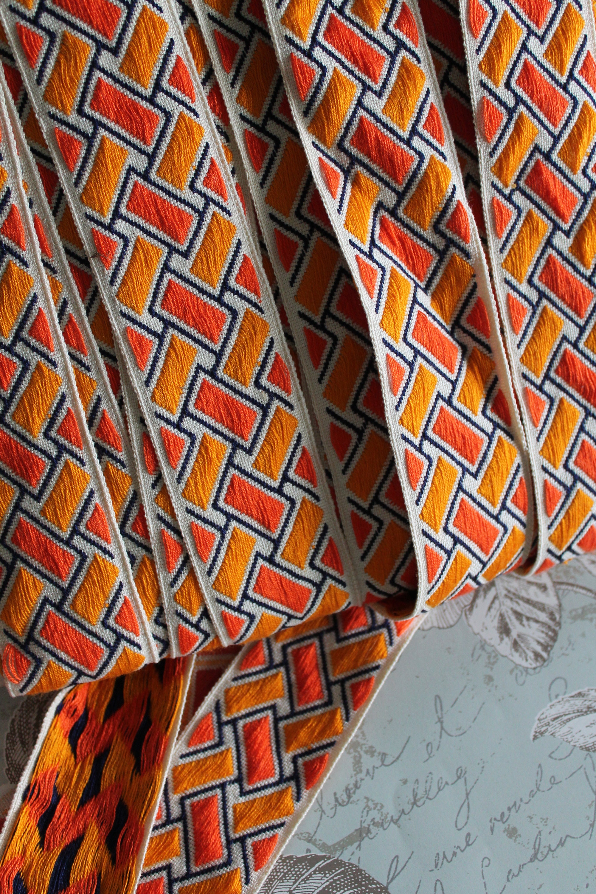 Geometric Braid Pattern Upholstery Braid Geometric Braid Width 5.5 Cm 2.16 by - Etsy