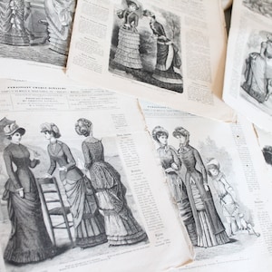 La mode illustrée années 1882, Revue authentique française de mode, 4 feuillets, 4262