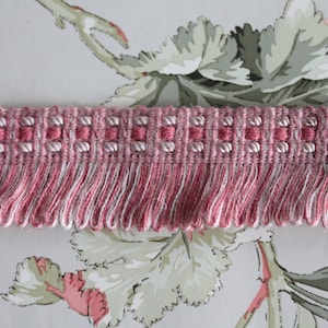 Galon rose de passementerie à pompons 6 mètres, bordure rose d'abat jour, passementerie française,  galon à bouclettes rose, 2450D