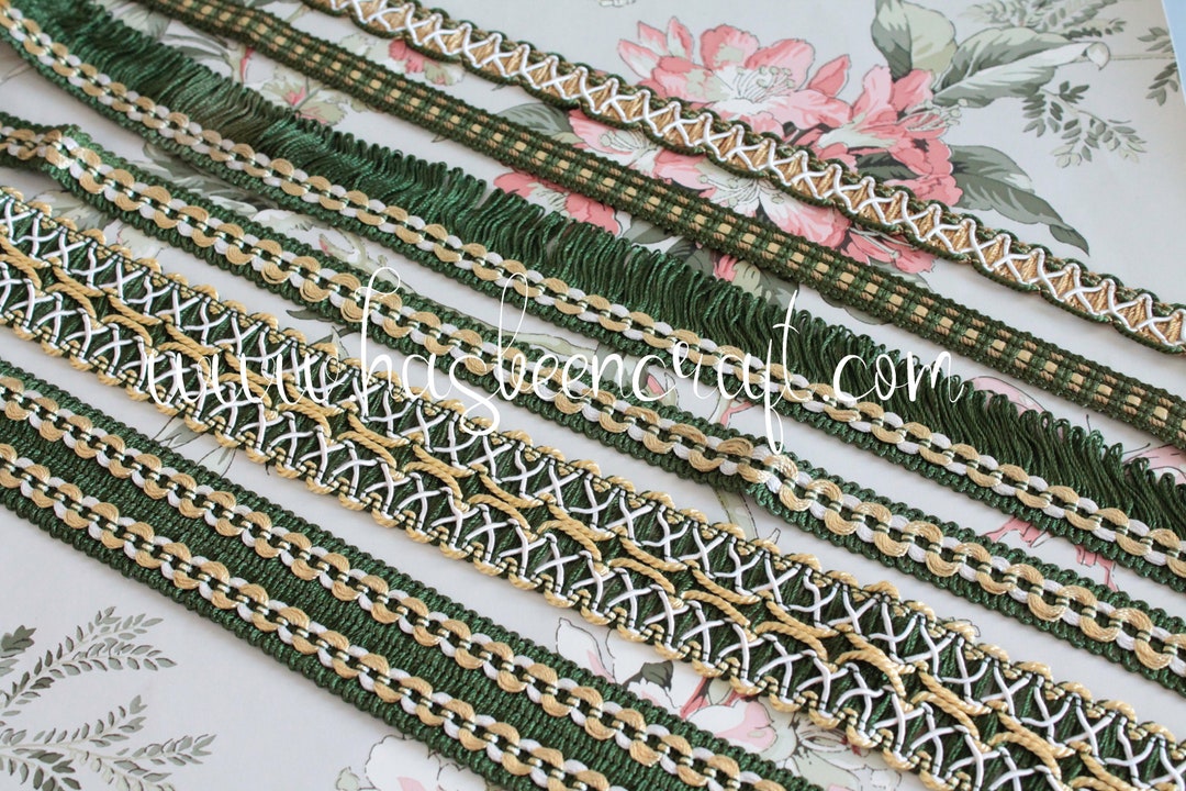 Bordure Tressée 15m X 1cm Vert Vintage - Galon Main Pour Couture Et Décoration